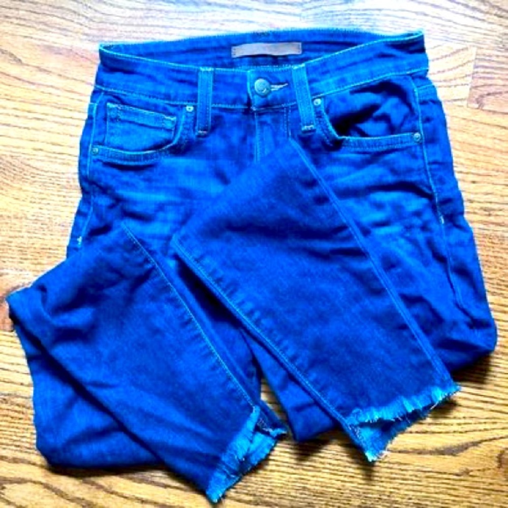 Joe’s Jeans with frayed asymmetrical cuffs